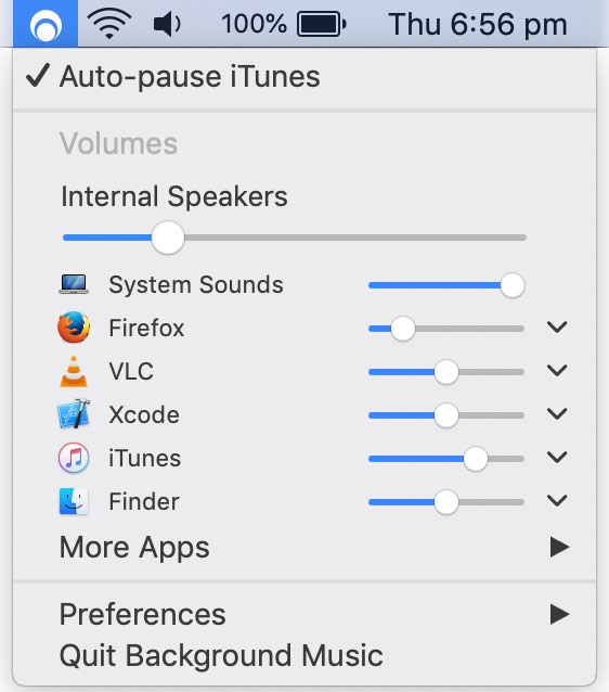 苹果 macOS 电脑上每个软件设置音量不同大小 BackgroundMusic 帮你搞定